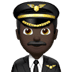 👨🏿‍✈️ man pilot: dark skin tone display on Apple